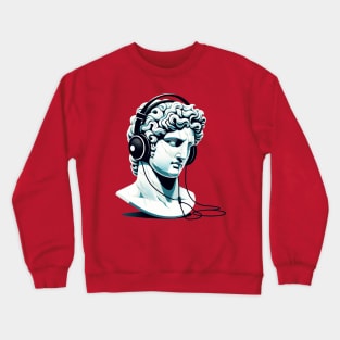 Greek/Roman Marble Statue Bust Wearing Headphones Crewneck Sweatshirt